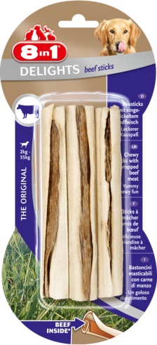 Delights Chew Sticks Beef. Жевательные палочки для собак с говядиной (13см), 3 шт. 8in1 (8в1)